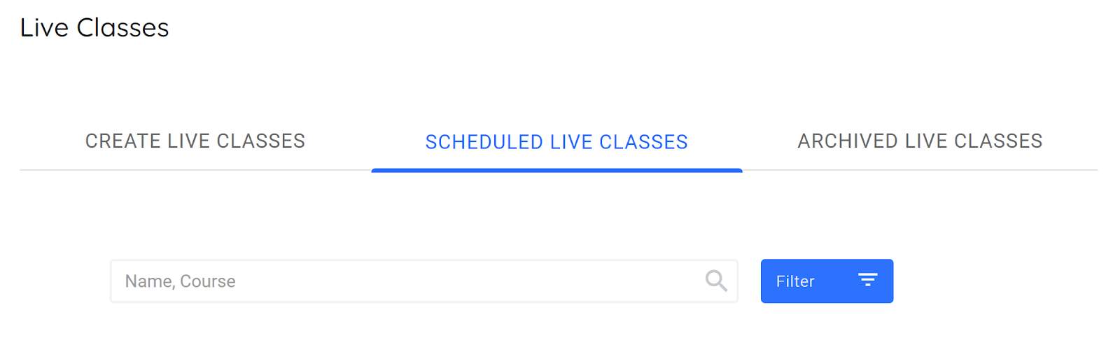 Review Scheduled Live Classes