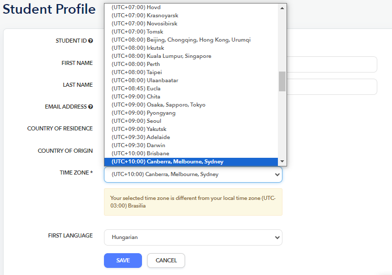 How do I check and change my time zone?